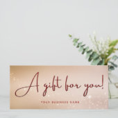 赤いグリッタースクリプトビジネスギフト証明書 (スタンド正面)