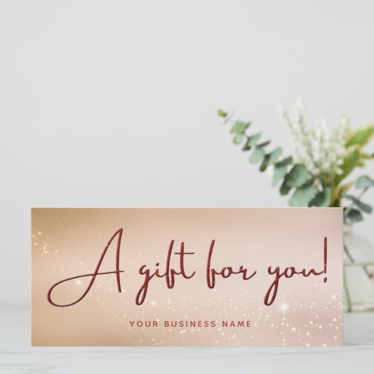 赤いグリッタースクリプトビジネスギフト証明書 (スタンド正面)