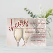 赤いグリッタースクリプト新年お祝い招待状 (スタンド正面)