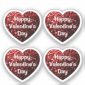 赤いグリッタースパークルハートハッピーバレンタインデー シール (正面)
