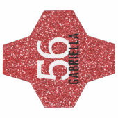 赤いグリッターチーム番号名 サッカーボール (フラット)