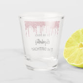 赤いグリッタードリップスネーム誕生日パーティー ショットグラス (裏面)