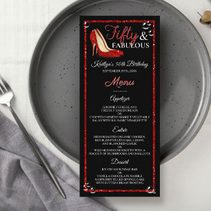 赤いグリッターハイヒール  フィフティ&ファブラス誕生日 メニュー