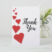 赤いグリッターハートサンキューカード サンキューカード (スタンド正面)