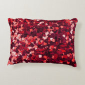 赤いグリッターハート：ミニマリストテクスチャ アクセントクッション (裏面)