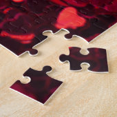 赤いグリッターハート：ミニマリストテクスチャ ジグソーパズル (側面)