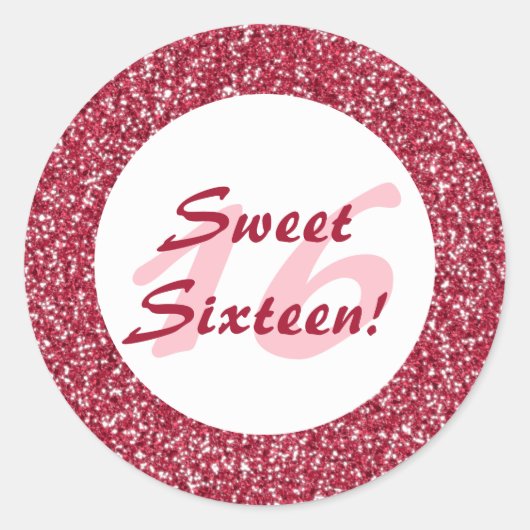 赤いグリッターパターンの外観に似たSweet sixteen ラウンドシール (正面)