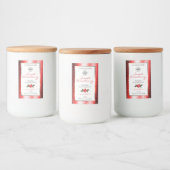 赤いグリッターホワイトプロダクトラベルバラフラワーロゴ フードラベル (ボトル)