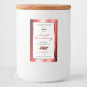 赤いグリッターホワイトプロダクトラベルバラフラワーロゴ フードラベル (正面)