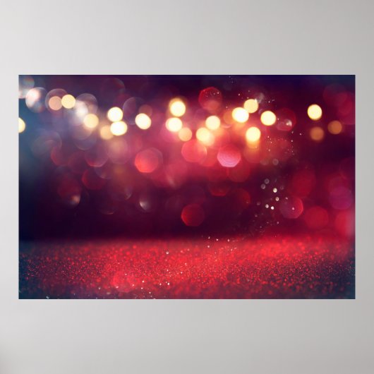 赤いグリッターヴィンテージライト背景。 defocusedba ポスター (正面)