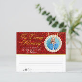 赤いグリッター写真共有メモリ葬儀カード (スタンド正面)