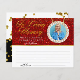 赤いグリッター写真共有メモリ葬儀カード