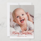 赤いグリッター手書き写真メリークリスマス 招待状 (正面)