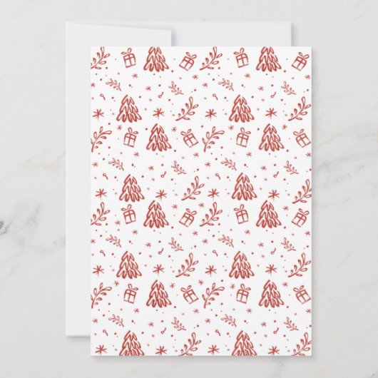 赤いグリッター手書き写真メリークリスマス 招待状 (裏面)