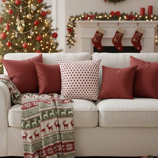 赤いグリッター星 クッション