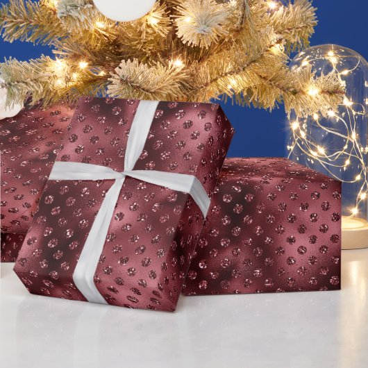 赤いグリッター点 ラッピングペーパー (クリスマス)
