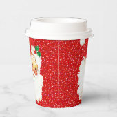 赤いグリッター紙コップのクリスマスサンタクロース 紙コップ (右)