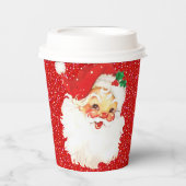 赤いグリッター紙コップのクリスマスサンタクロース 紙コップ (正面)