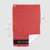 赤いグリッター、グリッターの背景、名前 ゴルフタオル (インサイチュ)