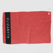 赤いグリッター、グリッターの背景、名前 ゴルフタオル (横)