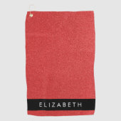 赤いグリッター、グリッターの背景、名前 ゴルフタオル (正面)