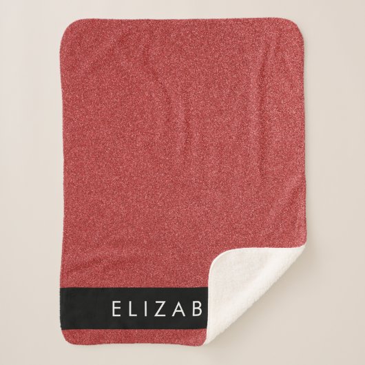 赤いグリッター、グリッターの背景、名前 シェルパブランケット (正面)