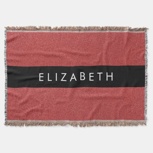 赤いグリッター、グリッターの背景、名前 スローブランケット (正面)