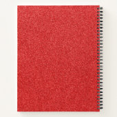 赤いグリッター、グリッターの背景、名前 ノートブック (裏面)