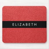 赤いグリッター、グリッターの背景、名前 マウスパッド (正面)