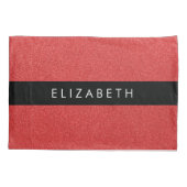 赤いグリッター、グリッターの背景、名前 枕カバー (裏面)