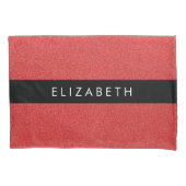 赤いグリッター、グリッターの背景、名前 枕カバー (正面)