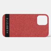 赤いグリッター、グリッターの背景、名前 Case-Mate iPhoneケース (裏面 (横))