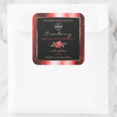 赤いグリッター ブラック プロダクトラベル 赤いバラ ロゴを追加 スクエアシール (バッグ)