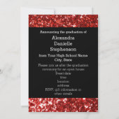 赤いグリッター – ルック1写真卒業 招待状 (裏面)