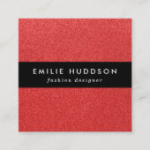 赤いグリッター、輝き、グリッターの背景 スクエア名刺 (正面)