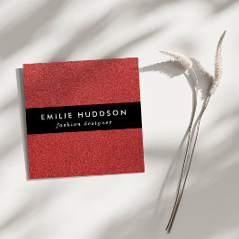 赤いグリッター、輝き、グリッターの背景 スクエア名刺