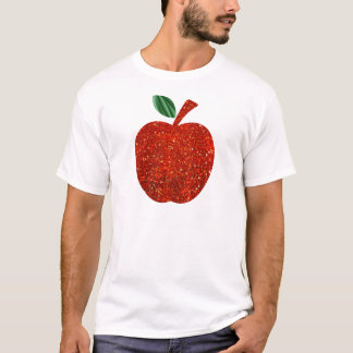 赤いグリッターApple Tシャツ