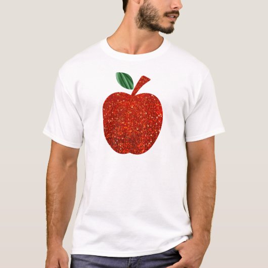 赤いグリッターApple Tシャツ (正面)