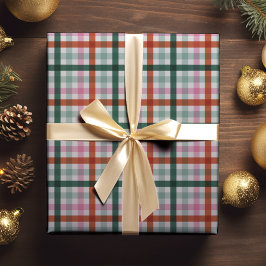 赤いグリーンギンガム ラッピングペーパー