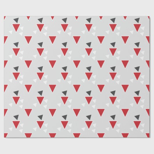 赤いグレーと白の抽象芸術モダンレトロ三角形 ラッピングペーパー (フラット)