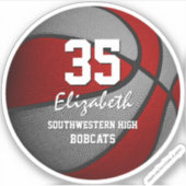 赤いグレーのキッズバスケットボールチームカラー シール (正面)