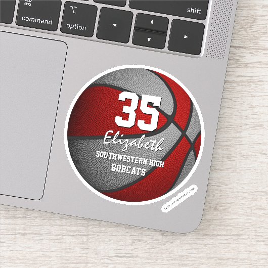 赤いグレーのキッズバスケットボールチームカラー シール (詳細)