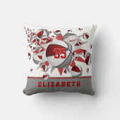 赤いグレーのスポーツルーム女の子のバスケットが星 クッション (正面)