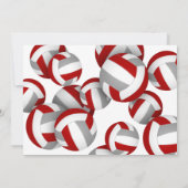 赤いグレーのチームカラーのバレーボールのパーティー 招待状 (裏面)