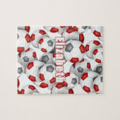 赤いグレーのチームカラーの女の子サッカー ジグソーパズル (横)