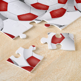 赤いグレーのチームカラーの女の子サッカー ジグソーパズル