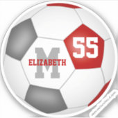 赤いグレーのチームカラーの男の子サッカー シール (正面)