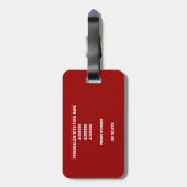 赤いグレーのチームカラーズモノグラムのバスケットボール ラゲッジタグ (裏面縦)