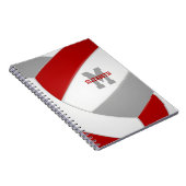 赤いグレーのチームカラー女の子の男の子バレーボール ノートブック (右側)