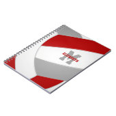 赤いグレーのチームカラー女の子の男の子バレーボール ノートブック (左側)